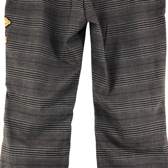 BYE Womens Size M Pants Plaid Floral Applique Stretch Brown Made in Italy - Picture 7 of 12